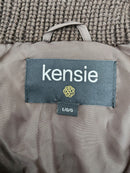 kensie Women's Outerwear Knit Sleeve Zip Front Puffer Jacket, Large - Brown - Like New