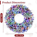 Large Flocked Artificial Prelit Christmas Wreath, 36", 170 LED, Flocked - White - Like New