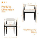 MORDEN FORT MODERN BOUCLE DINING CHAIR, WHITE ARMCHAIR SET OF 2 - WHITE - Brand New