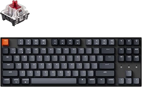 KEYCHRON K8 TENKEYLESS MECHANICAL KEYBOARD BACKLIGHT BLUETOOTH RED SWITCH - GRAY - Like New