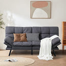 OPOIAR FUTON CONVERTIBLE SOFA BED LOVeseat FUTON BREATHABLE LINEN - DARK GRAY - Like New