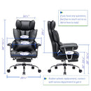 EFOMAO DESK OFFICE CHAIR 400LBS, BIG TALL OFFICE CHAIR, PU LEATHER - BLACK - Like New