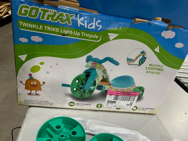 GOTRAX KIDS TWINKLE TRIKE LIGHT UP TRICYCLE 77.16 LBS - TEAL, - Scratch & Dent