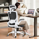 BESTFAIR HOME OFFICE DESK CHAIRS ERGONOMIC OFFICE CHAIR LUMBAR - WHITE/BLACK - Like New