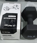 WECARE FITNESS NEOPRENE COATED 25 LBS DUMBBELLS FOR NON-SLIP GRIP - BLACK - Like New