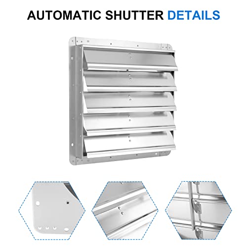IPOWER 20-INCH SQUARE ALUMINUM AUTOMATIC GRAVITY SHUTTER LOUVER VENT - SILVER - Brand New