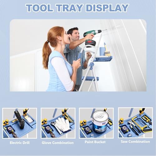 HBTower 5 Step Ladder with Handrails, Folding Step Stool with Tool Platform - Like New