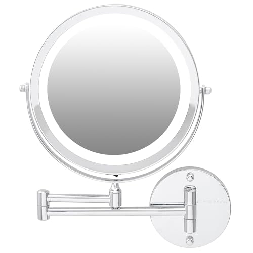OVENTE Lighted Mirror, 9" 1x/7x, LED Lights, 360° Rotate Arm MFW85CH1X7X -Chrome - Like New