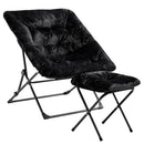OAKHAM Comfy Chair for Adults, Soft Faux Fur Folding Lounge, X-Large -Black - Like New