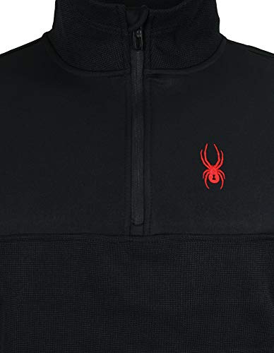 SPYDER MEN’S BLACK RACER 1/4 ZIP PULLOVER HOODED SWEATER HOODIE - SIZE: MEN L - Like New