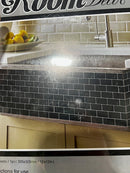 ROOM DECOR 10 SHEET PEEL AND STICK BLACK BACK TILE STICKERS 12" BY 12" - BLACK - Like New