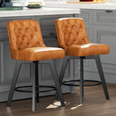 MINCETA COUNTER STOOL 26" 360 FREE SWIVEL BAR STOOL PU LEATHER BROWN Set of 2 - Like New