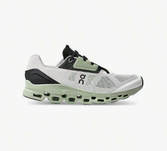 ON RUNNING ON CLOUDSTRATUS SNEAKERS MEN'S SHOES - 7.5 - WHITE/BLACK/GREEN - Like New