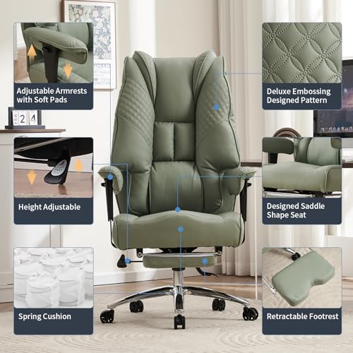 Big and Tall Office Chair 400lbs Wide Seat, (Light Green) - Like New
