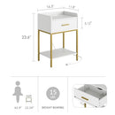 OIIOKUKU NIGHTSTAND WITH CHARGING STATION BEDSIDE TABLE HZ1086 - WHITE - Like New