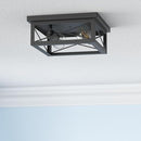 KONDRAS 2-PACK 2-Light Industrial Square Flush Mount Ceiling Light - Black - Brand New
