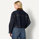 AMAZON ESSENTIALS WOMENS OVERSIZED CROPPED JACKET CONTRAST CORDUROY - SIZE S - Brand New