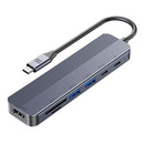 GUSGU 7-IN-1 USB C Hub 4K HDMI 2× USB 3.0 5GBPS USB-C 100W PD - GRAY - Brand New