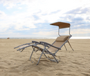 Bliss Hammocks 26" Gravity Free Beach Chair w/Canopy Sun-Shade 250 Lbs - TAUPE Like New