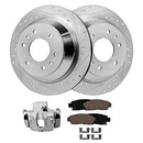 Detroit Axle Rear Drilled Rotors Brake Pads Left Brake Caliper B09XGR429H - Brand New