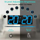 CHKOSDA LED Large Digital Wall Clock Oversize 6” Numbers B07ZF8HLHY - Ice Blue - Like New