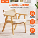 VEVOR RATTAN CHAIR OUTDOOR PATIO FURNITURE DINING CHAIR CUSHION ARMREST - BEIGE - Like New