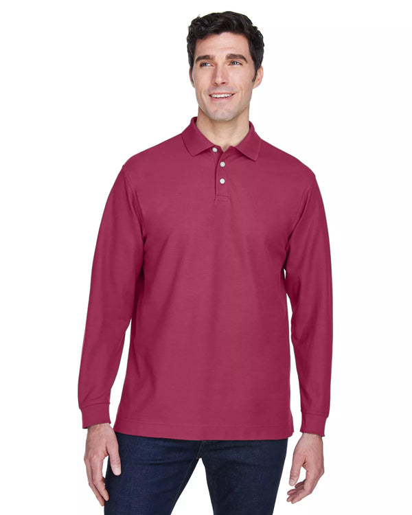 DEVON & JONES MEN'S PIMA PIQUE LONG-SLEEVES POLO SIZE XL - VIOLET RED - Like New