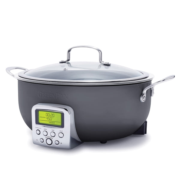 GreenPan Elite Essential Smart Electric 6QT Skillet Pot CC007703-001 Graphite - Like New
