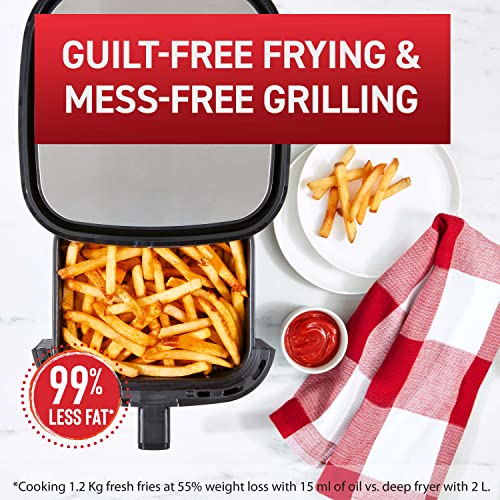 T-FAL AIR FRYER & GRILL COMBO DIGITAL 2-IN-1 4.4 QUART EY505852 - BLACK - Like New