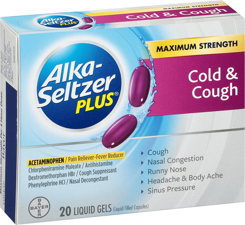 Alka-Seltzer Plus Cold and Cough Liquid Gels, 20 Count New