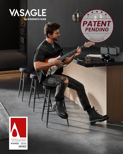 VASAGLE EKHO COLLECTION BAR STOOLS SET OF 2 COUNTER HEIGHT BAR STOOLS - BLACK - Like New