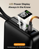 PORTABLE CHARGER 50000MAH POWER BANK PORTABLE CHARGER 2 BUILT IN CABLES- BLACK - Like New