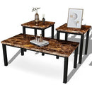 DKLGG FAUX MARBLE COFFEE TABLE SET OF 3 PIECE LIVING ROOM TABLE - BROWN - Like New