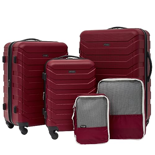 Travelers Club Miami Luggage & Packing Cubes, 5 Piece Set - RED Like New