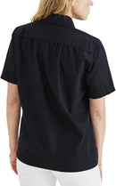 DOCKERS REGULAR FIT SHORT SLEEVE BUTTON DOWN SHIRT - SIZE: WOMEN M - BLACK - Brand New