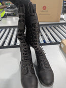 ILLUDE TIMBERLY- WOMEN'S FASHION LACE UP BUCKLE KNEE HIGH COMBAT BOOTS - 9 BROWN - Like New