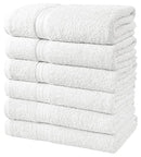 SIMPLY LOFTY 100% COTTON BATH TOWELS SET OF 6 ULTRA SOFT RING SPUN - WHITE - Brand New