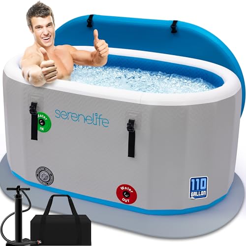 SereneLife Inflatable Cold Plunge Tub Ice Bath One Person Ice Bath Tub - White - Like New