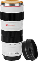 CANIAM CAMERA LENS COFFEE MUG-14.8OZ STAINLESS STEEL CAMERA LENS - BLACK/WHITE - Like New