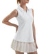 FKEEP WOMEN'S SLEEVELESS POLO GOLF TENNIS SHIRT V-NECK WITH COLLAR - S - WHITE - Brand New