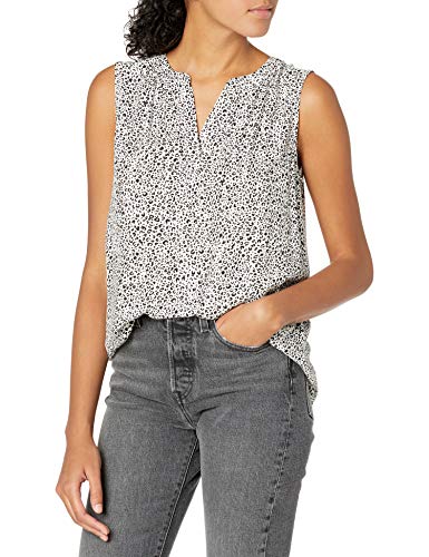AMAZON ESSENTIALS WOMEN'S SLEEVELESS WOVEN SHIRT - LARGE - MINI LEOPARD - NEW - Brand New