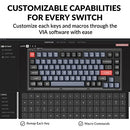 KEYCHRON V1 WIRED CUSTOM MECHANICAL KEYBOARD, 75% - K PRO BROWN SWITCHES - BLACK - Like New