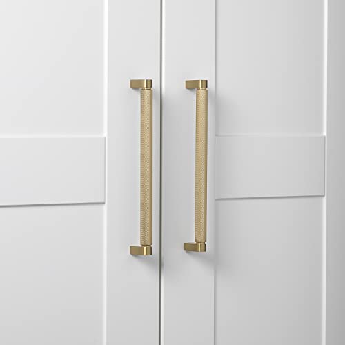 GLIDERITE HARDWARE GLIDERITE SOLID KNURLED BAR PULL CABINET - SATIN GOLD - Brand New