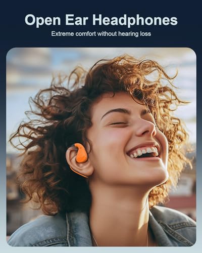 JZONES OPEN EAR HEADPHONES WIRELESS BLUETOOTH 5.3 - ORANGE - Like New