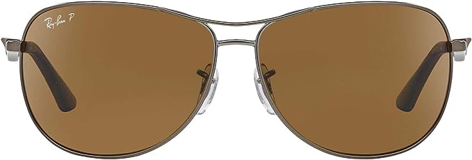 Ray-Ban Men's RB3519 Aviator Brown Lenses Matte Gunmetal Frame Sunglasses Like New