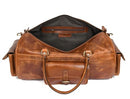 AARON LEATHER GOODS DUFFLE BAG MEN 35L OVERNIGHT WEEKENDER GARMENT - TAWNY - Like New
