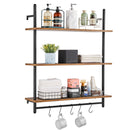 VEVOR INDUSTRIAL PIPE SHELF 3 TIER WALL-MOUNT FLOATING RUSTIC WOOD - BLACK - Like New