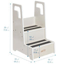 ECR4Kids Reach-Up Step Stool with Handles, Kids Furniture, White Wash - Like New