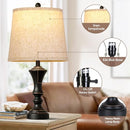 ROTTOGOON RETRO TABLE LAMPS SET OF 2 NIGHTSTAND LAMP FOR BEDROOM VINTAGE RUSTIC - Like New