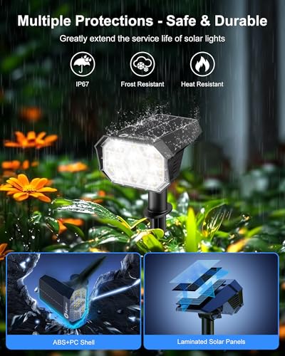 Brightown 4Pack Solar Spot Lights Outdoor with 58 LED & 1800mAh - Brand New